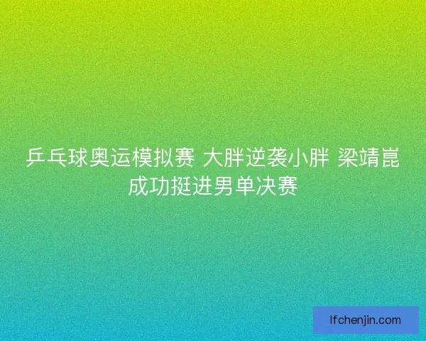 乒乓球奥运模拟赛 大胖逆袭小胖 梁靖崑成功挺进男单决赛